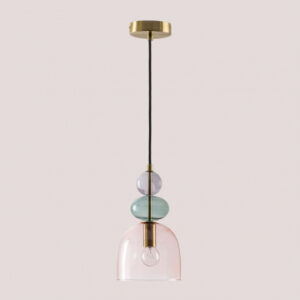 La suspension Bezany Colors en verre multicolore et structure en fer