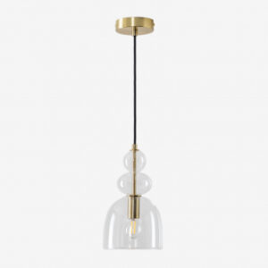 Suspension Bezany Sklum en cristal aux formes arrondies et cache-plafond doré