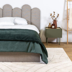 Plaid BOBOCHIC OSLO vert réversible en velours côtelé et bouclette