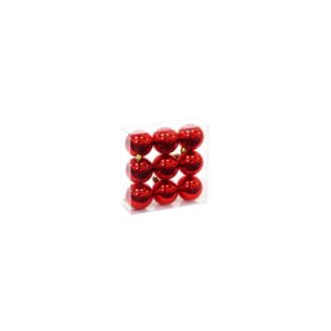 Set de neuf boules de Noël Wadiga rouges en plastique, diamètre six centimètres