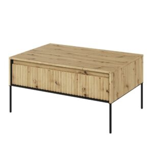 Table basse Bobochic Lenara rectangulaire avec porte et tasseaux marron clair