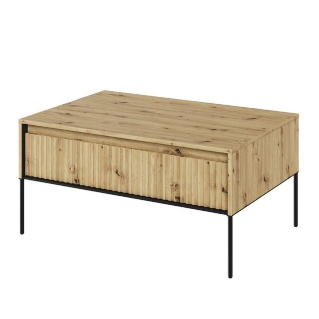 Table basse Bobochic Lenara rectangulaire avec porte et tasseaux marron clair