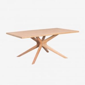 Table à manger Arnaiz rectangulaire en bois naturel avec pieds inclinés
