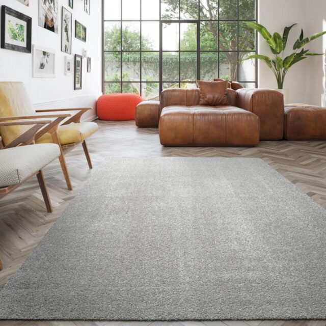 Tapis ALEGRIA Un amour de tapis gris uni rectangulaire pour salon