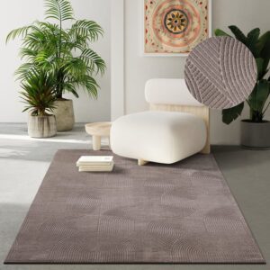 Tapis salon moderne The carpet beige à relief 3D, format rectangulaire